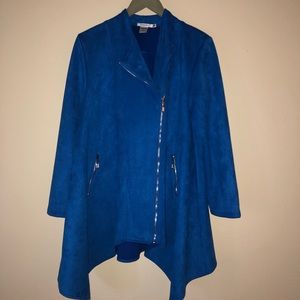 Cobalt blue sueded zippered jacket